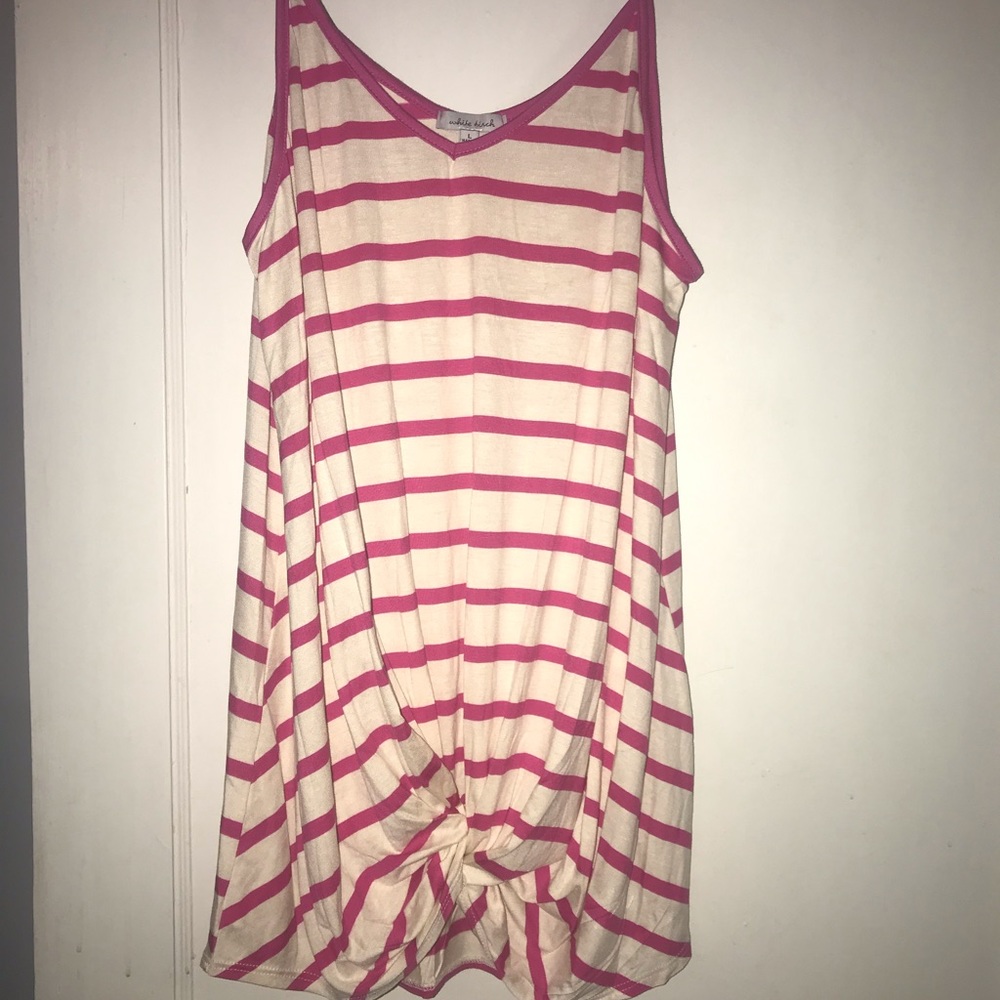 pink and white tank